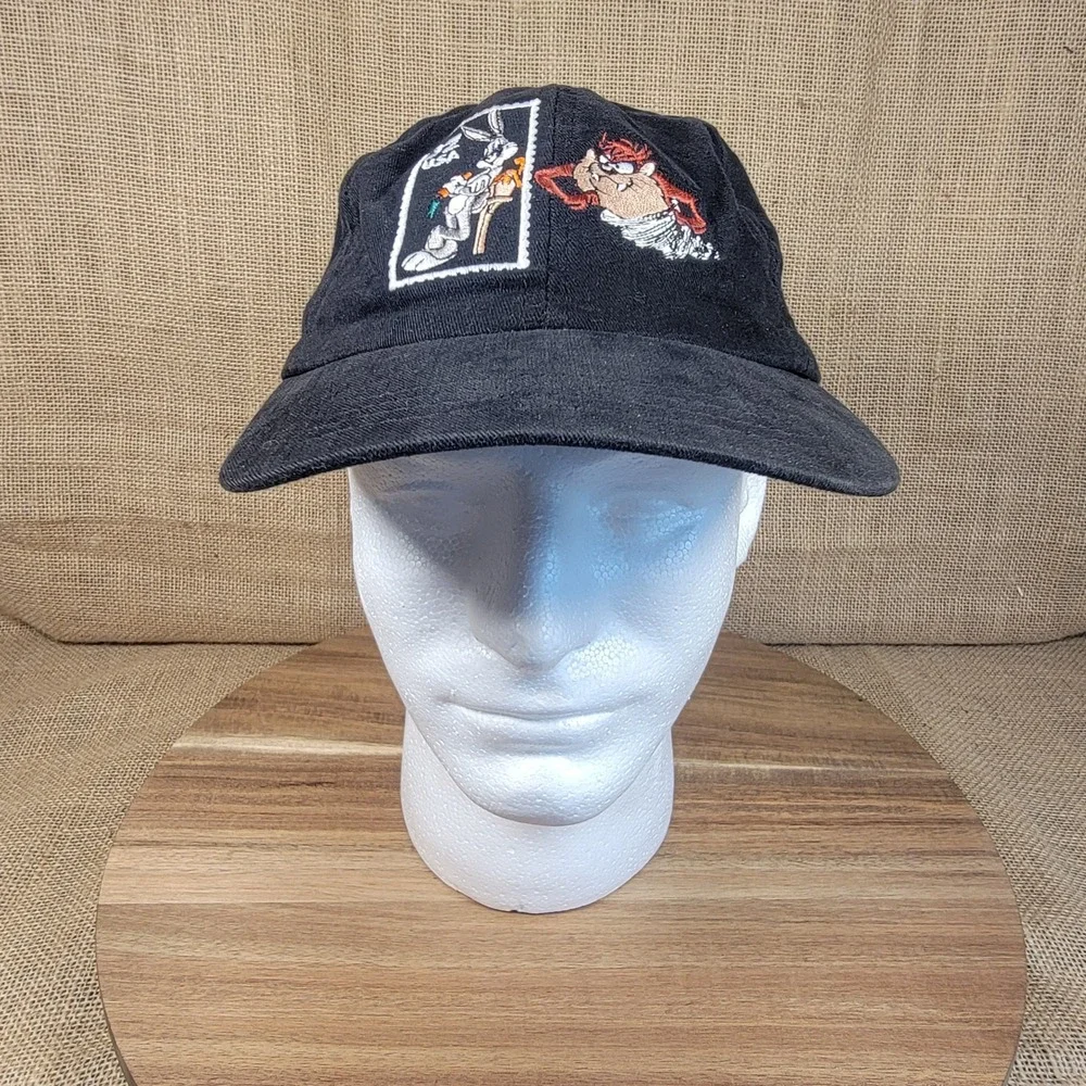 Vintage 1997 Looney Tunes Hat USPS Stamp‎ Collection Snapback Black USA Cap 90s